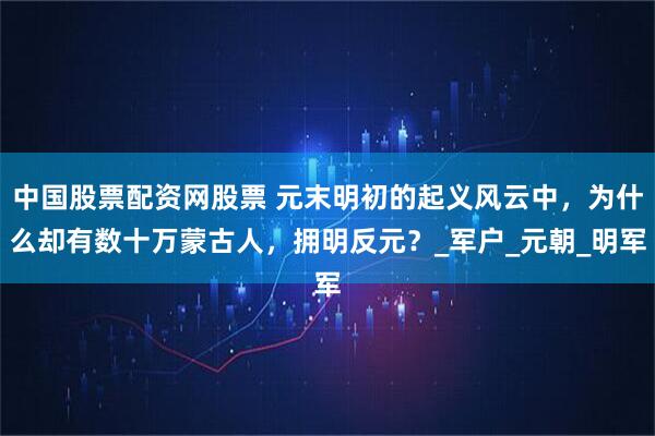 中国股票配资网股票 元末明初的起义风云中，为什么却有数十万蒙古人，拥明反元？_军户_元朝_明军
